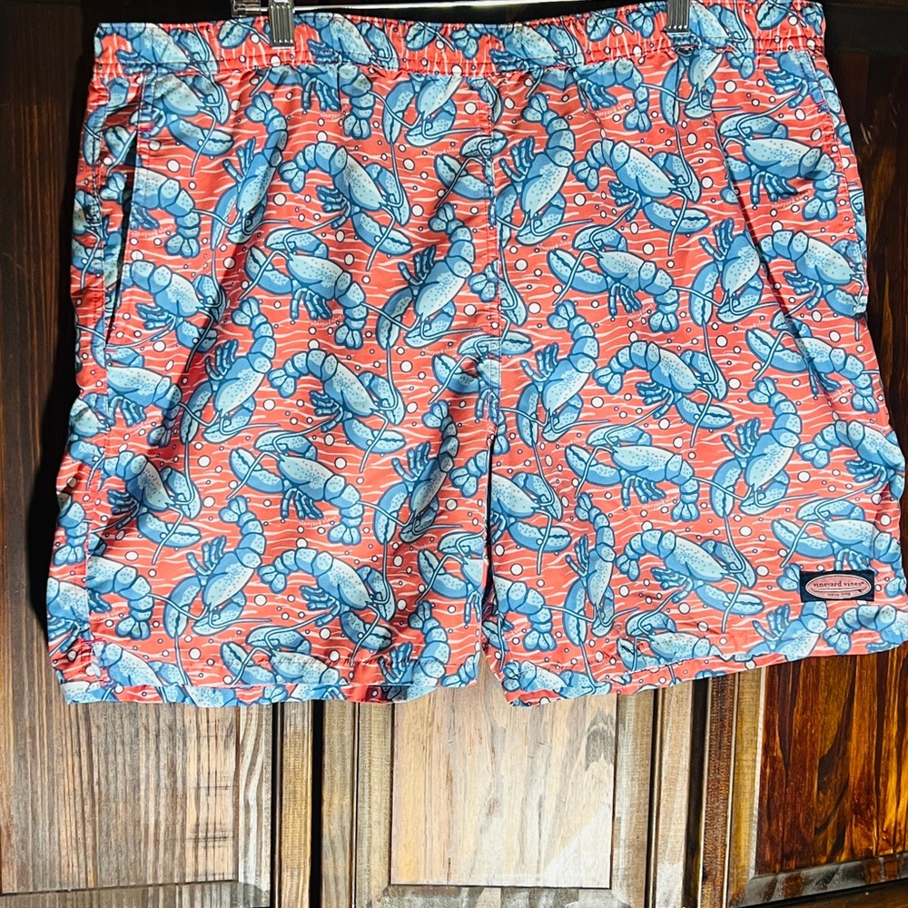 Vineyard Vine‎ Lobster  Print Swim Shorts - Red and Blue